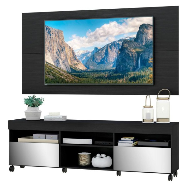 Encontraproduto.com.br - Rack com Espelho, Rodízios, Painel e Suporte TV 65