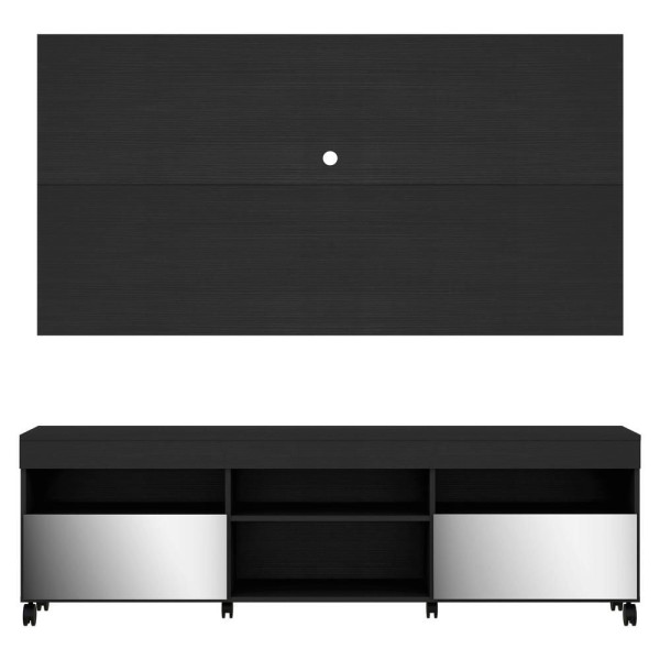 Encontraproduto.com.br - Rack com Espelho, Rodízios, Painel e Suporte TV 65
