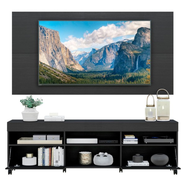 Encontraproduto.com.br - Rack com Espelho, Rodízios, Painel e Suporte TV 65