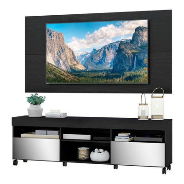 Encontraproduto.com.br - Rack com Espelho, Rodízios, Painel e Suporte TV 65