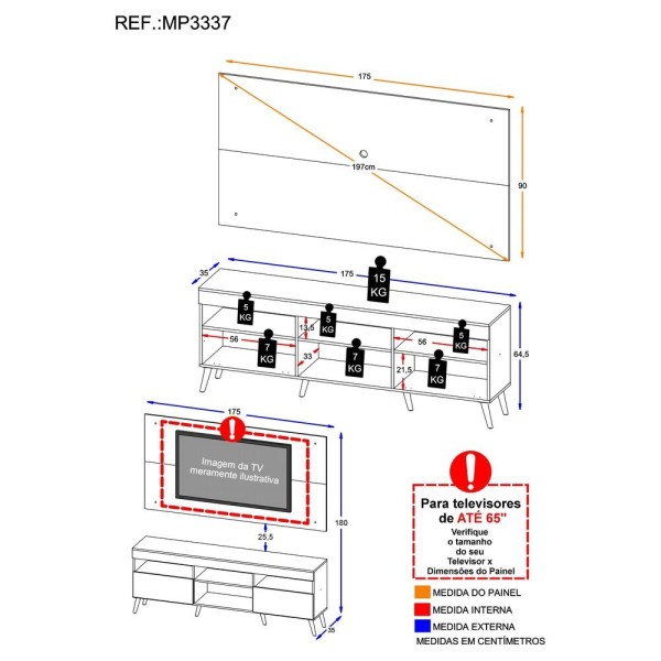Encontraproduto.com.br - Rack com Painel para TV até 65