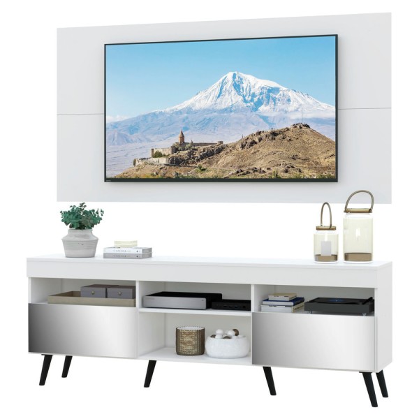 Encontraproduto.com.br - Rack com Espelho, Pés Retrô e Painel TV 65