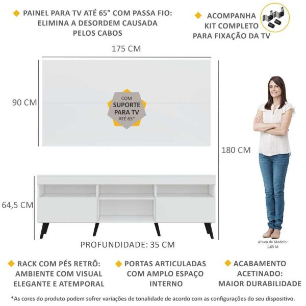 Encontraproduto.com.br - Rack com Painel e Suporte para TV até 65