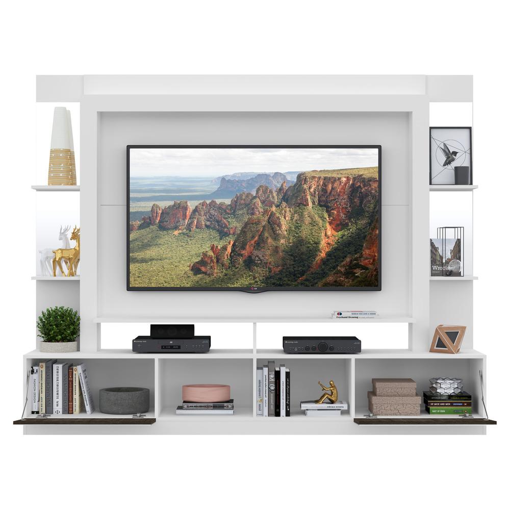 Encontraproduto.com.br - Rack com Painel Suporte Tv 65´´ com  Espelho Branco/Tenerife