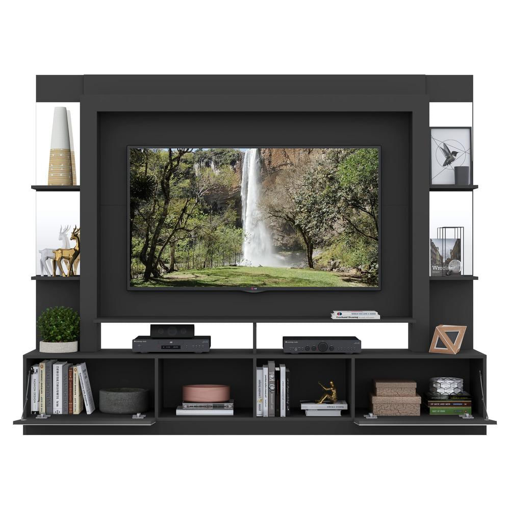 Rack com Painel Tv 65 Prateleiras com Espelho Oslo Preto