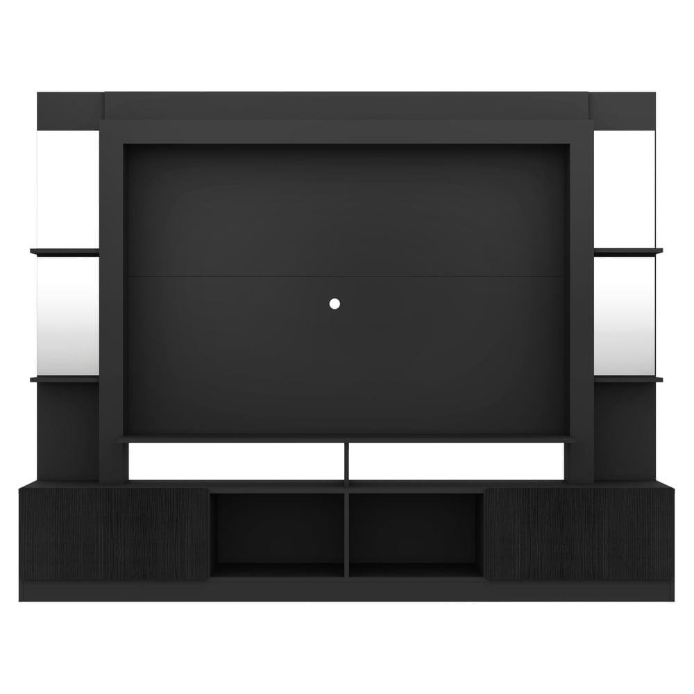 Encontraproduto.com.br - Rack com Painel Tv 65 Prateleiras com Espelho Oslo Preto