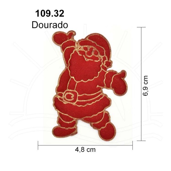 Aplicação Natal Papai Noel Cetim - 5 Apliques