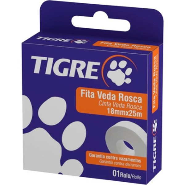 Encontraproduto.com.br - Fita Veda Rosca Tigre 18mm X 25 Metros Com - 25 Unidades
