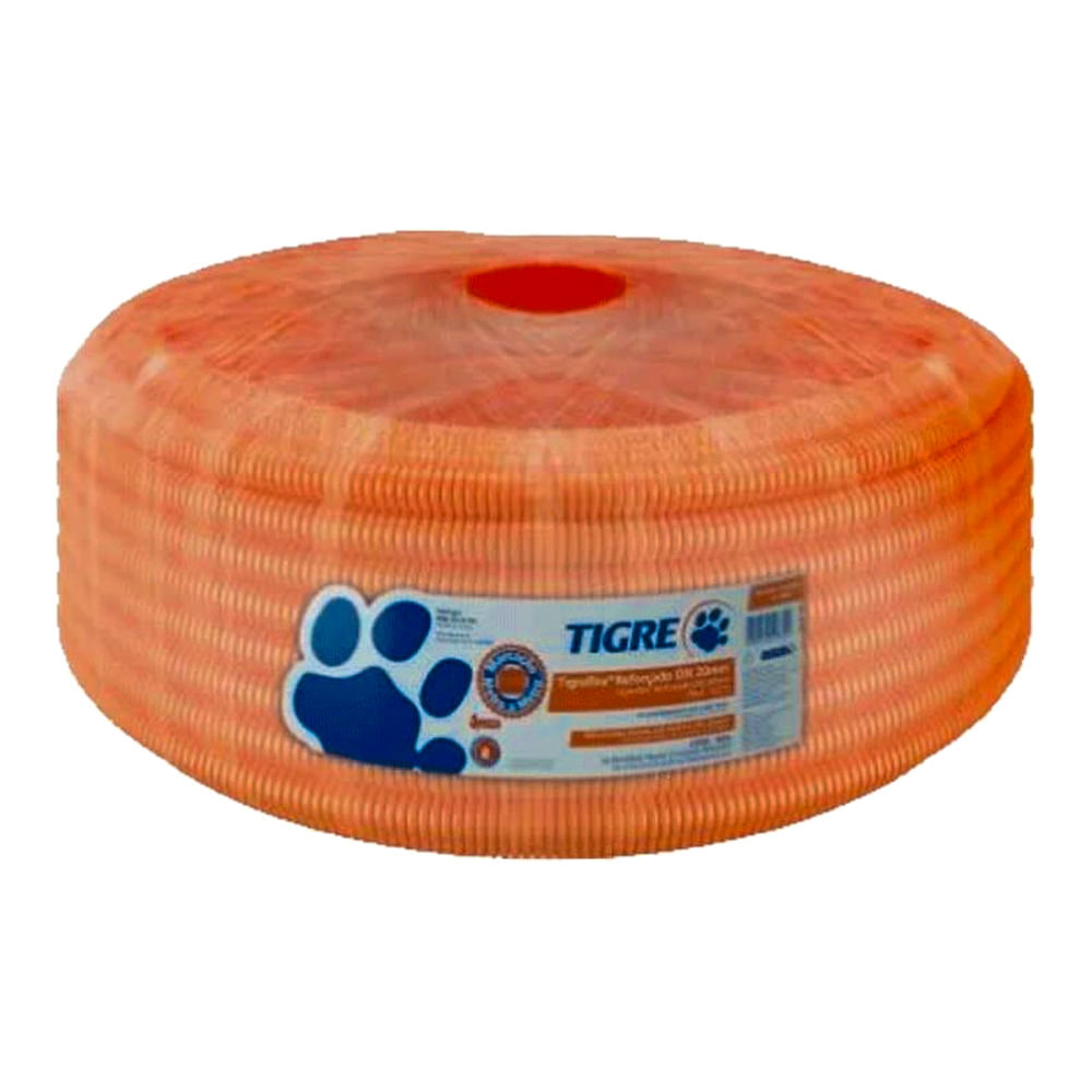 Encontraproduto.com.br - Eletroduto Corrugado Tigre Reforçado Laranja de 3/4