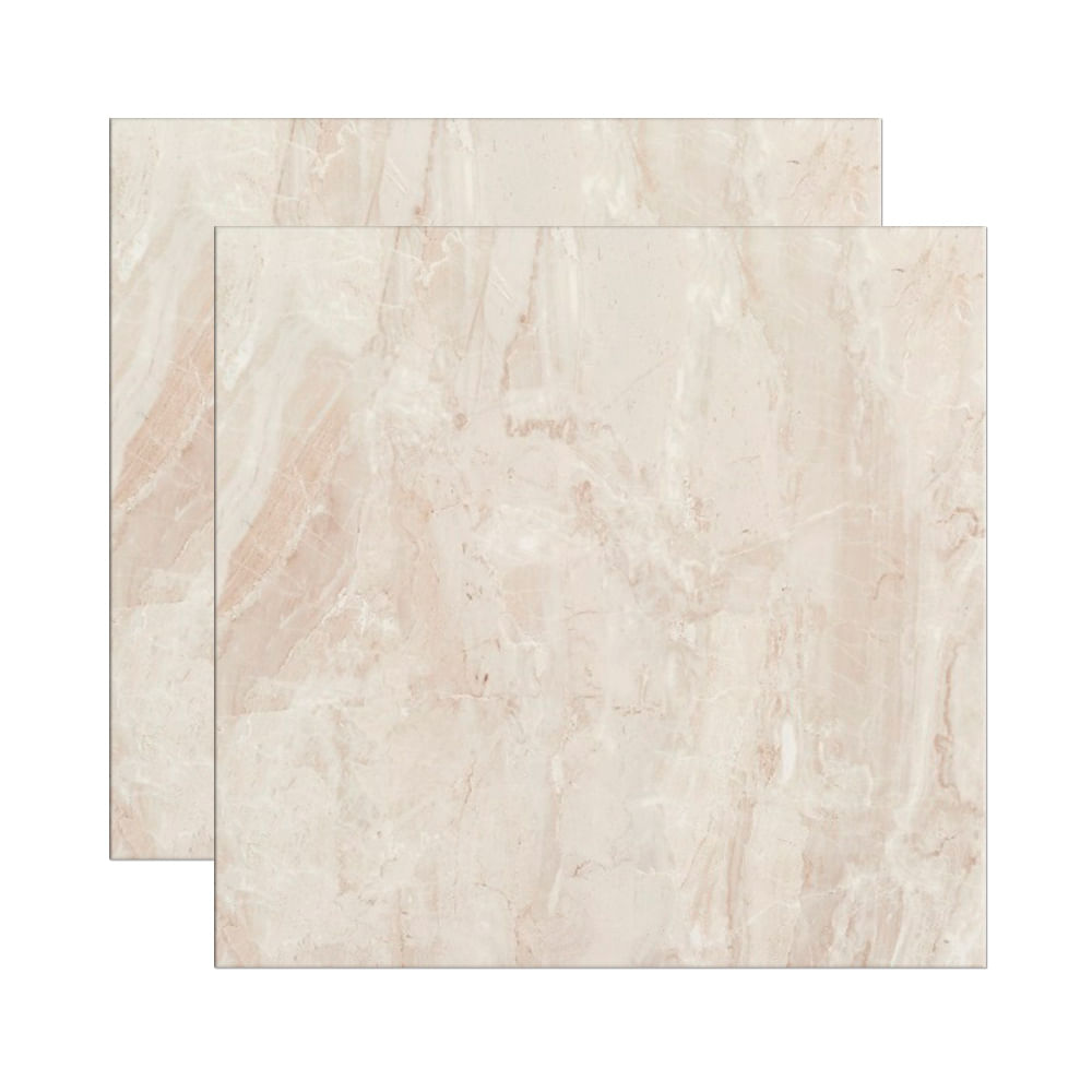 Porcelanato Royal Gres Pérola brilhante retificado C:84cm x L:84cm bege