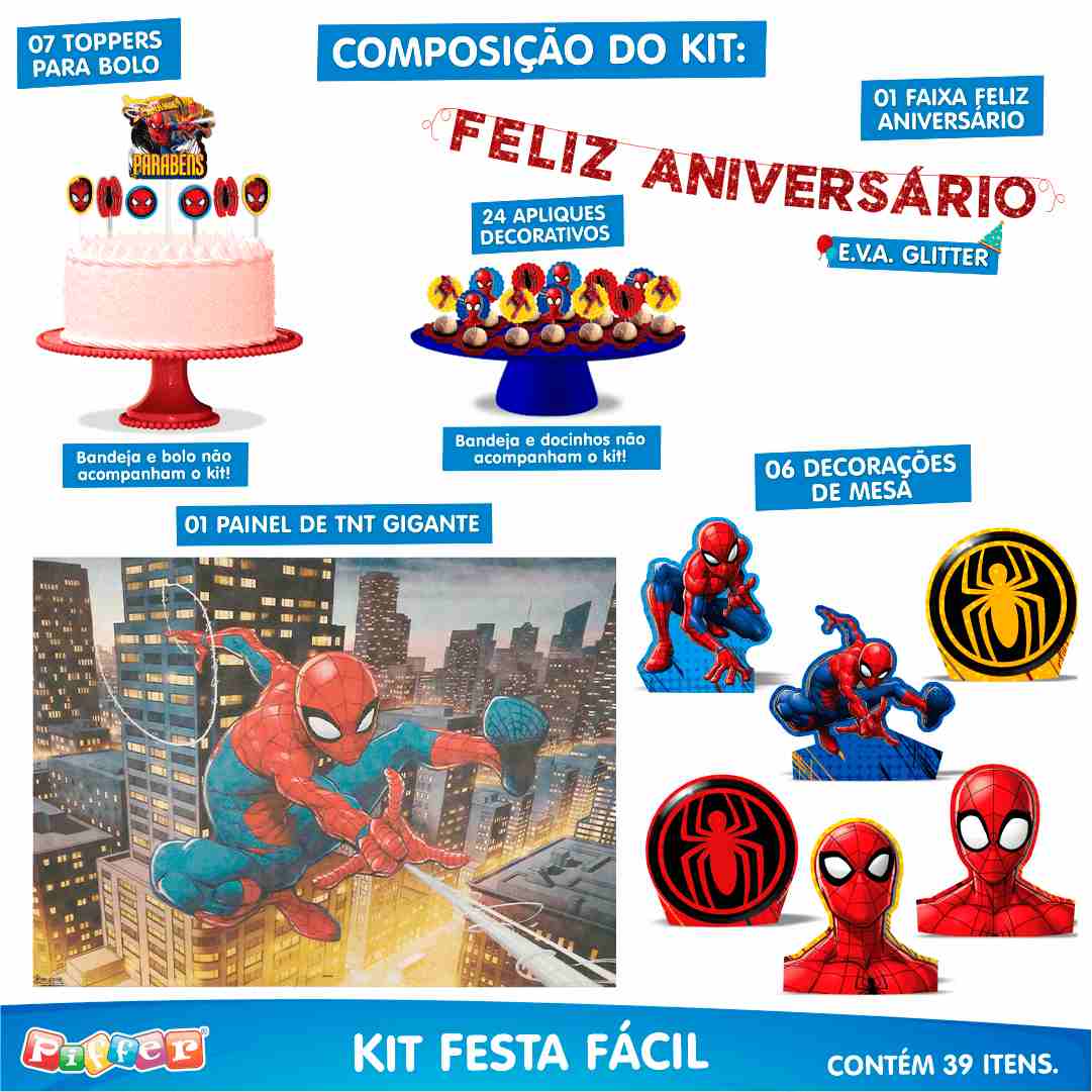 Encontraproduto.com.br - Kit Infantil Festa Fácil Homem Aranha - Piffer