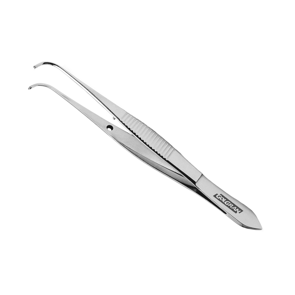 Pinça Micro Anatômica Dente de Rato Curva - Golgran