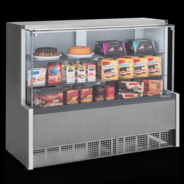 Balcão Vitrine Neutra, Gelopar, 1,40m, Aurora, Tipo Inox, Vidro Reto, MPNA-140R