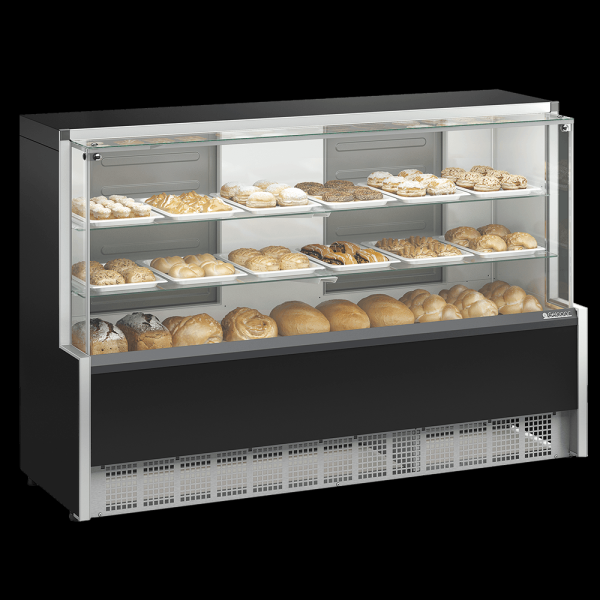 Encontraproduto.com.br - Balcão Vitrine Neutra,1,73m, Aurora, Preto, Vidro Reto, Gelopar - MPNA-175R
