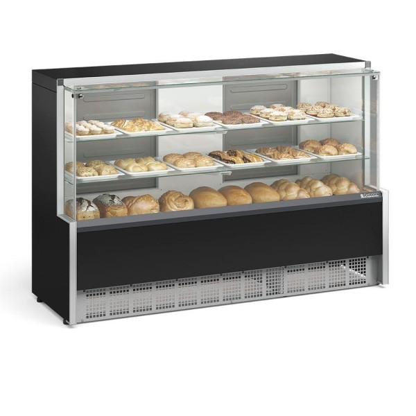 Encontraproduto.com.br - Balcão Vitrine Neutra,1,73m, Aurora, Preto, Vidro Reto, Gelopar - MPNA-175R