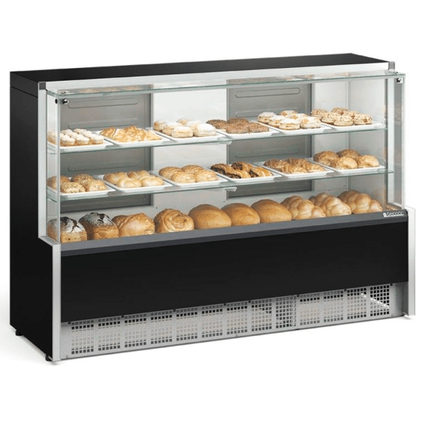 Encontraproduto.com.br - Balcão Vitrine Neutra,1,73m, Aurora, Preto, Vidro Reto, Gelopar - MPNA-175R