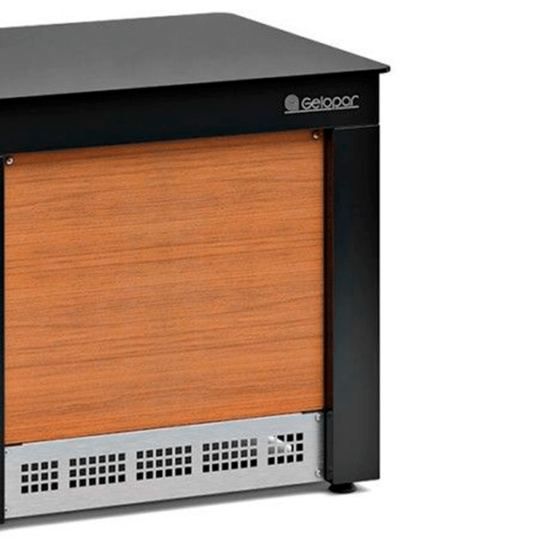 Encontraproduto.com.br - Módulo Multi-Uso Preto/Madeira c/ Tampo em Vidro MBPS-080 PR Linha Vitra - Gelopar