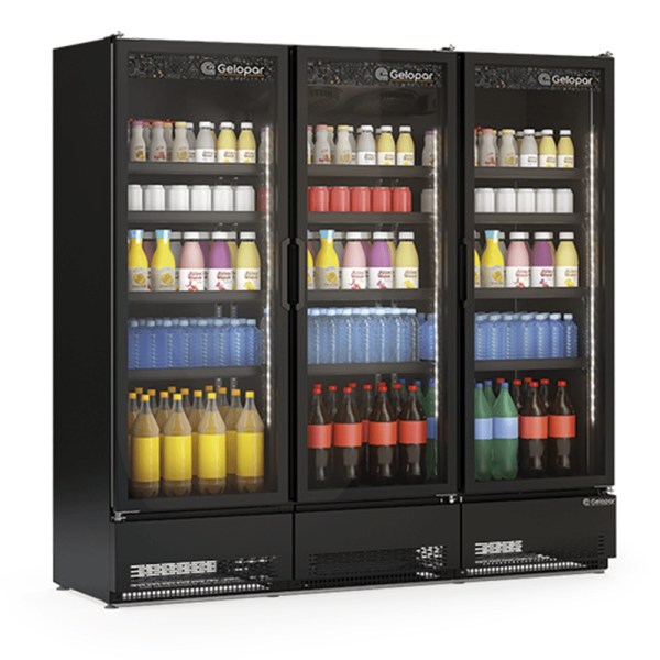 Encontraproduto.com.br - Expositor Vertical Linha Carbono 3 Portas Gcvr1450cb Gelopar Refrigerador 1468 Litros All Black 220v