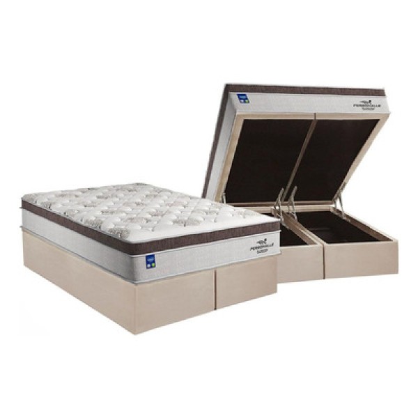 Encontraproduto.com.br - Cama Box Baú Queen: Colchão Molas Ensacadas Plumatex Master