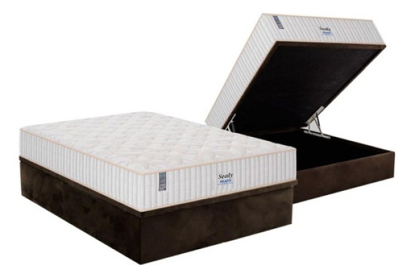 Encontraproduto.com.br - Conjunto Box Baú Casal: Colchão Molas Ensacadas Plumatex Mas