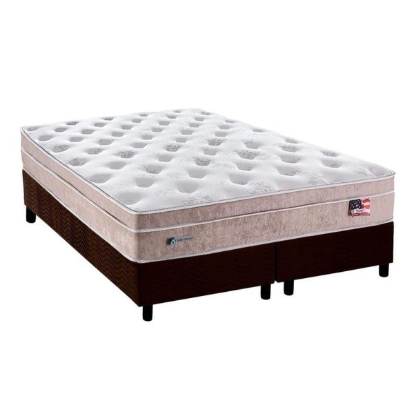 Encontraproduto.com.br - Cama Box King: Colchão Molas Ensacadas Plumatex MasterPocket Miami + Base CRC Suede Brown(193x203)