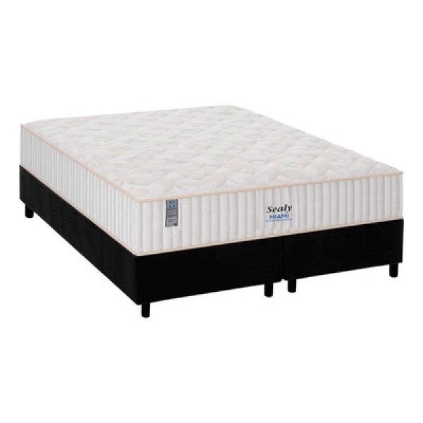 Encontraproduto.com.br - Cama Box Queen: Colchão Molas Ensacadas Plumatex Masterpocket Miami + Base Crc Suede Black(158X198)
