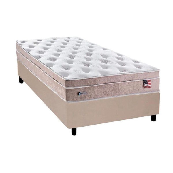 Encontraproduto.com.br - Cama Box Solteiro: Colchão Molas Ensacadas Plumatex Masterpocket Miami + Base Clean(88X188)