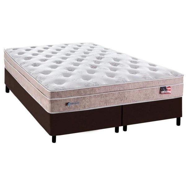 Encontraproduto.com.br - Cama Box Queen: Colchão Molas Ensacadas Plumatex Masterpocket Miami + Base Brown(158X198)