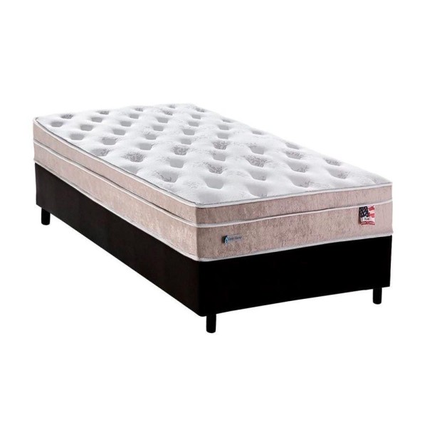 Encontraproduto.com.br - Cama Box Solteiro: Colchão Molas Ensacadas Plumatex Masterpocket Miami + Base Black(88X188)