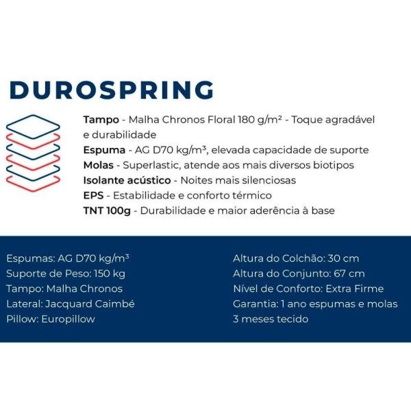 Encontraproduto.com.br - Conjunto Box Solteiro: Colchão Molas Plumatex Superlastic Durospring + Base Crc Suede Brown(88x188)