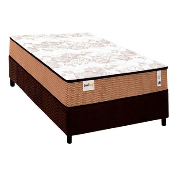 Encontraproduto.com.br - Conjunto Box Solteiro: Colchão Molas Plumatex Ensacadas Masterpocket Smart Classic + Base Crc Suede Brown(88x188)