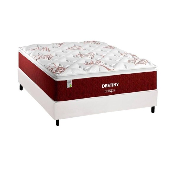 Encontraproduto.com.br - Conjunto Box Casal: Colchão Molas Plumatex Superlastic Destiny + Base CRC Courano White(138x188)