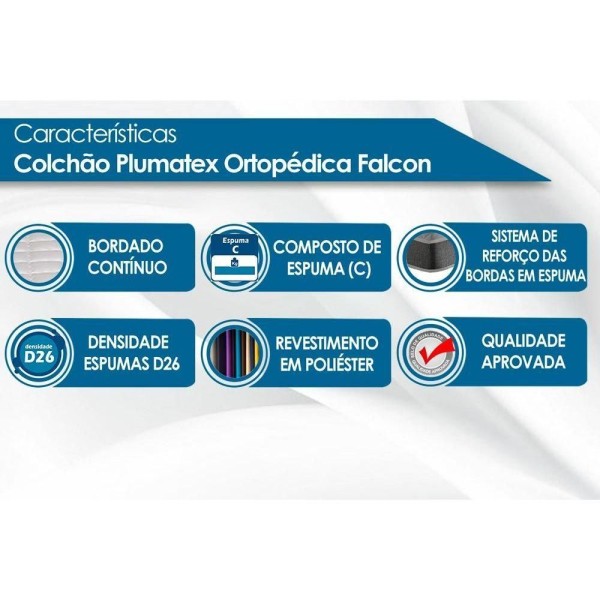 Encontraproduto.com.br - Colchão Solteiro Espuma Falcon Firme D26 (88x188x18) - Plumatex