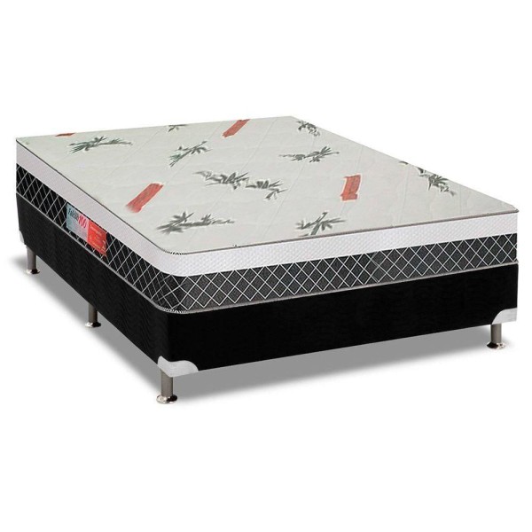 Encontraproduto.com.br - Cama Box Colchão Ortopédico Plumatex D28-ep Anatômico Falcon Ultra FirmeBase Suede Black(138x188)