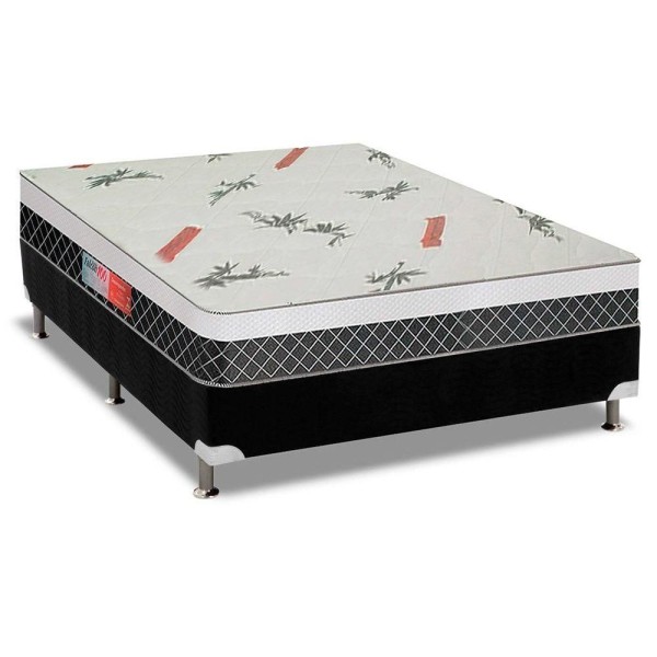 Encontraproduto.com.br - Cama Box Colchão Ortopédico Plumatex D28-ep Anatômico Falcon Ultra FirmeBase Suede Black(138x188)