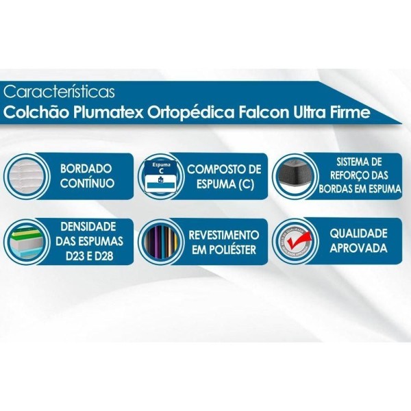Encontraproduto.com.br - Cama Box Colchão Ortopédico Plumatex D28-ep Anatômico Falcon Ultra FirmeBase Suede Black(138x188)