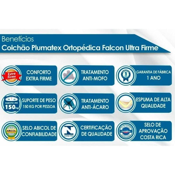 Encontraproduto.com.br - Cama Box Colchão Espuma Plumatex D28-ep Anatômico Falcon Ultra FirmeBase Courano White(138x188)