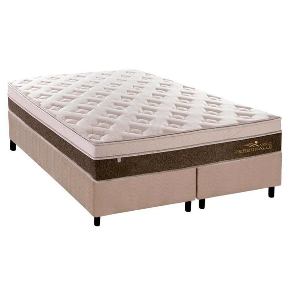 Encontraproduto.com.br - Cama Box Queen: Colchão Molas Plumatex Masterpocket Ensacadas Personalle + Base Bege(158X198)