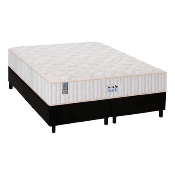 Encontraproduto.com.br - Cama Box King: Colchão Molas Plumatex MasterPocket Ensacadas Miami + Base CRC Courano Black(193x203)