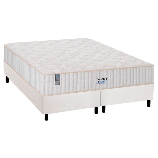 Encontraproduto.com.br - Cama Box King: Colchão Molas Plumatex MasterPocket Ensacadas Miami + Base CRC Courano White(193x203)