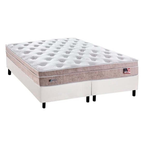 Encontraproduto.com.br - Cama Box King: Colchão Molas Plumatex MasterPocket Ensacadas Miami + Base CRC Courano White(193x203)