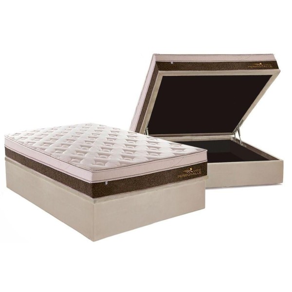 Encontraproduto.com.br - Cama Box Baú Casal: Colchão Molas Masterpocket Ensacadas Plumatex Personalle + Base Clean(138X188)