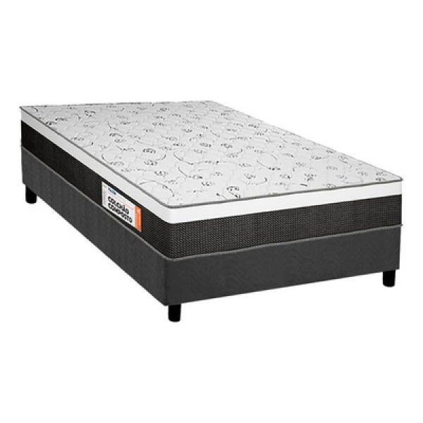 Encontraproduto.com.br - Cama Box Solteiro: Colchão Espuma Plumatex D28/Ep Anatômico Falcon Ultra Firme + Base Gray(88X188)