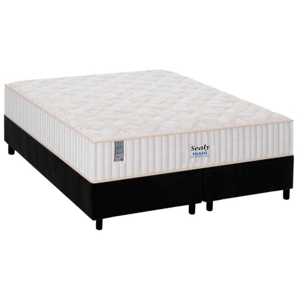 Encontraproduto.com.br - Cama Box Queen: Colchão Molas MasterPocket Ensacadas Plumatex Miami + Base CRC Suede Black(158x198)