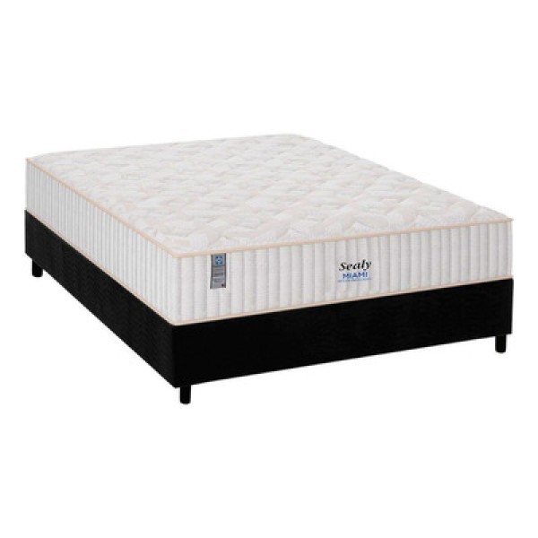 Encontraproduto.com.br - Cama Box Casal: Colchão Molas MasterPocket Ensacadas Plumatex Miami + Base CRC Suede Black(138x188)