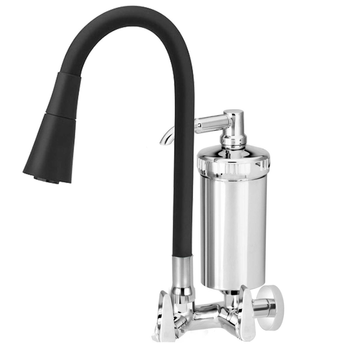 Encontraproduto.com.br - Torneira de Parede Forusi com filtro Clock Color Flex 1/4 Preto Gourmet