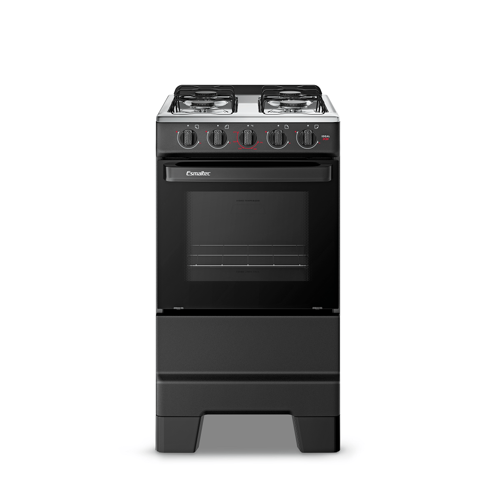 Encontraproduto.com.br - Fogão Esmaltec Ideal Pop 4 Queimadores com Mesa de Aço Inox Preto - F4ISP