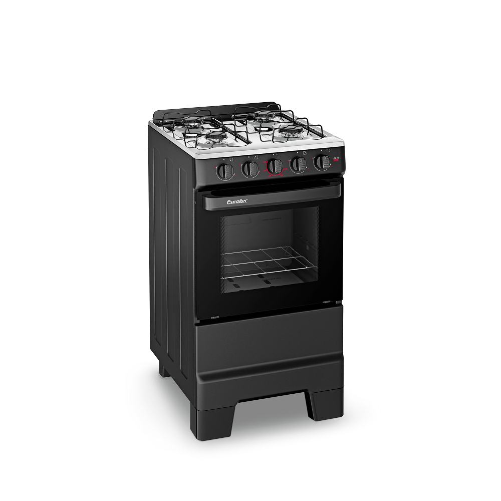 Encontraproduto.com.br - Fogão Esmaltec Ideal Pop 4 Queimadores com Mesa de Aço Inox Preto - F4ISP