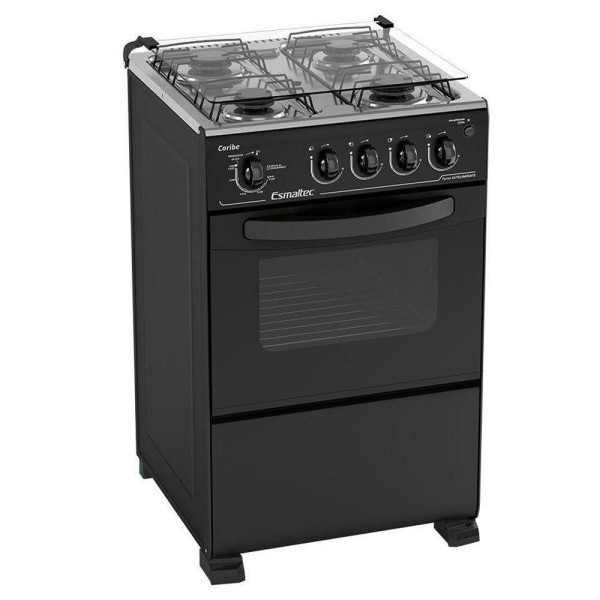 Fogão De Piso Automático 4 Bocas, Forno 53,2L Preto Bivolt