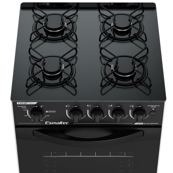 Encontraproduto.com.br - Fogão Esmaltec Caribe Glass 4096 com porta com visor 127V/220V - branco